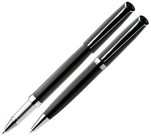 Eurocom Pisaći set Wellington, Hemijska olovka+Naliv pero+Kutija, Crni