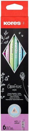Kores Grafitna olovka sa gumicom, HB, 6 komada