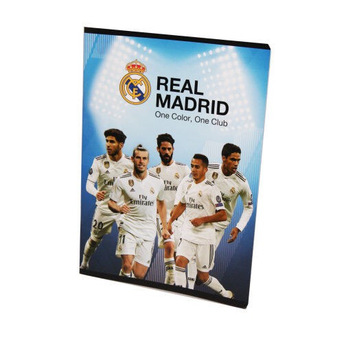 Licence Sveska Real Madrid, Meka korica, A4, 54 lista, Dikto linije, Plavo-bijela