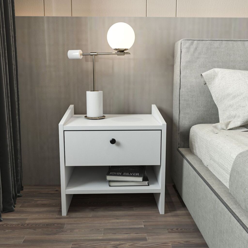 Hanah Home Noćni ormarić Berlin, 45x45x35 cm, Bijela