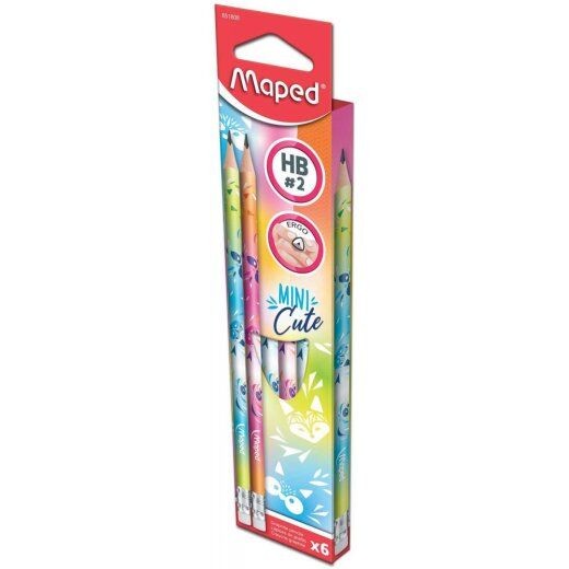 Maped Grafitna olovka sa gumicom Mini Cut, HB, 6 komada