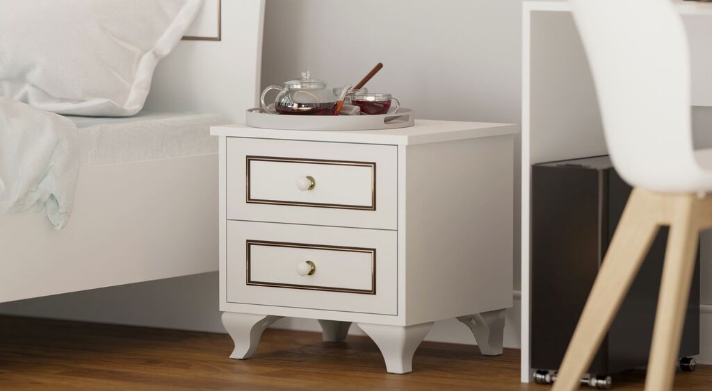 Hanah Home Noćni ormarić Rb-103, 45x45x40 cm, Bijela