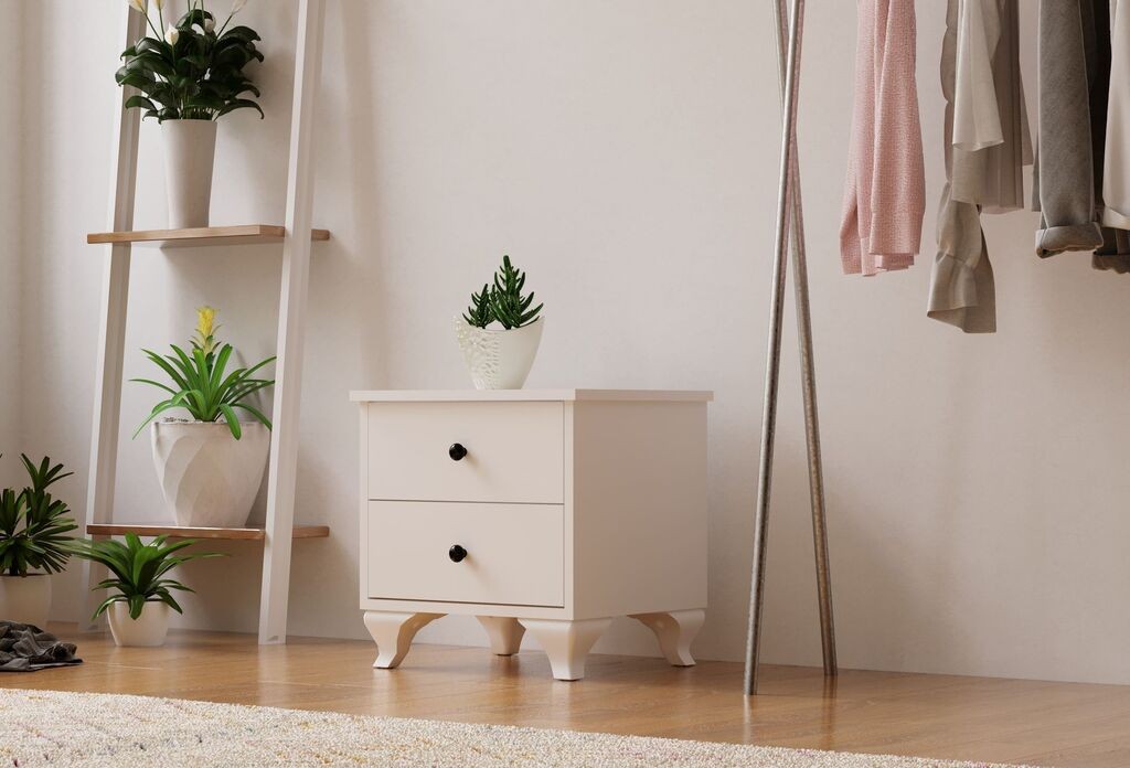 Hanah Home Noćni ormarić Rb-070, 45x45x40 cm, Bijela