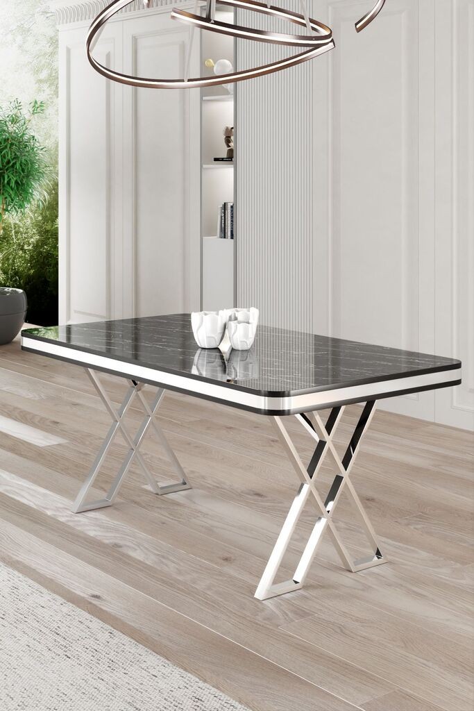 Hanah Home Trpezarijski sto Vals, 130x74x80 cm, Hrom