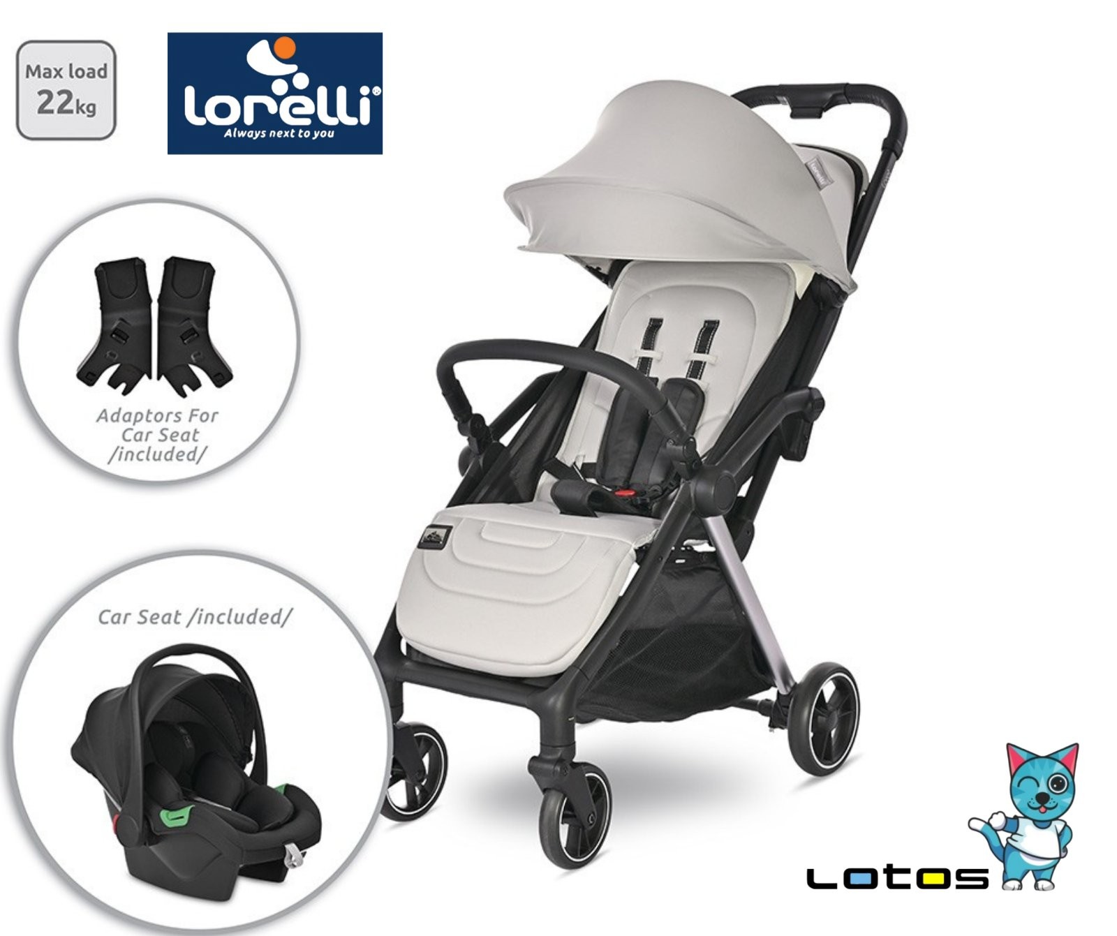 Lorelli Kolica Loret, 2u1, 22kg, Siva