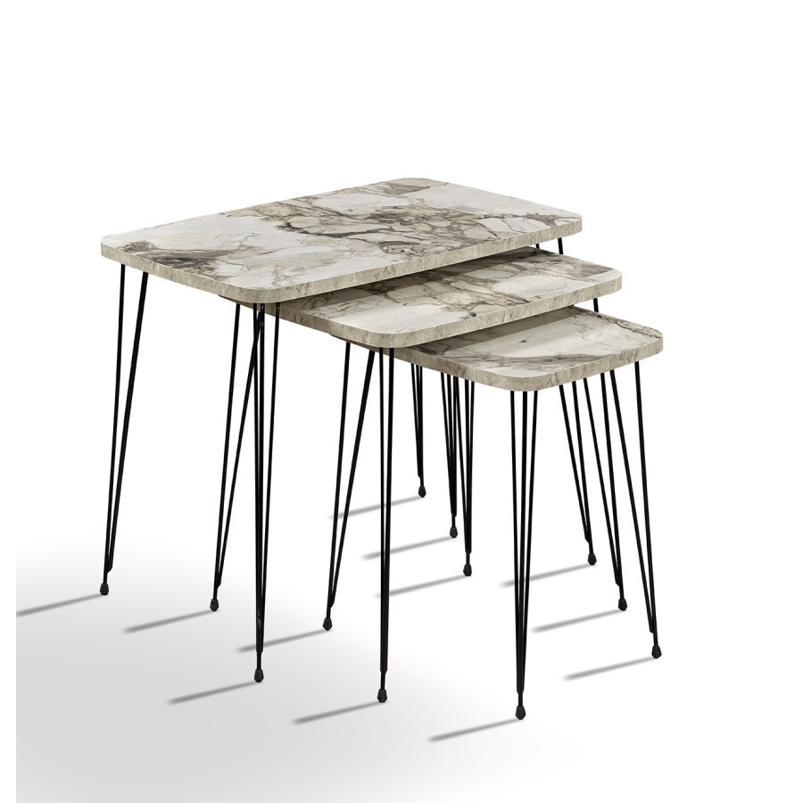 Prado Set klub stolova Fan 1041, Bijeli mermer