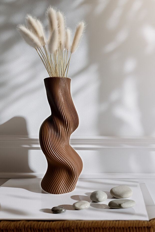 Aberto Design Vaza Dekorativni Val, Smeđa