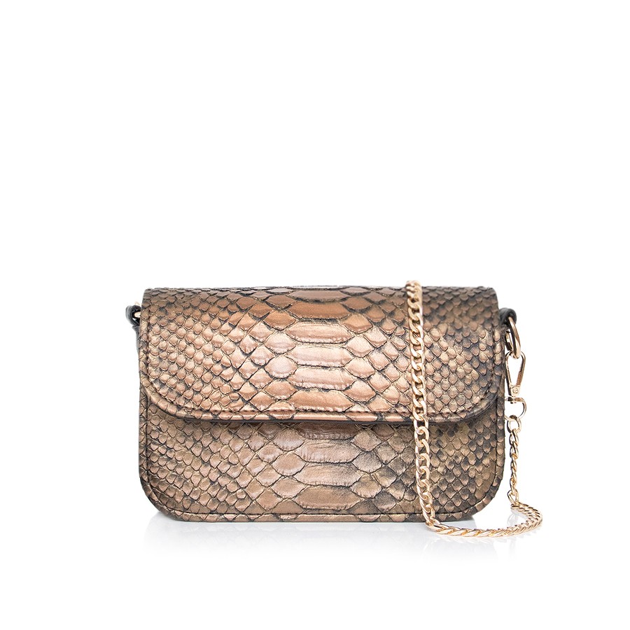 Lovely Bag Pia - Snake Torba, Srebreni Metal