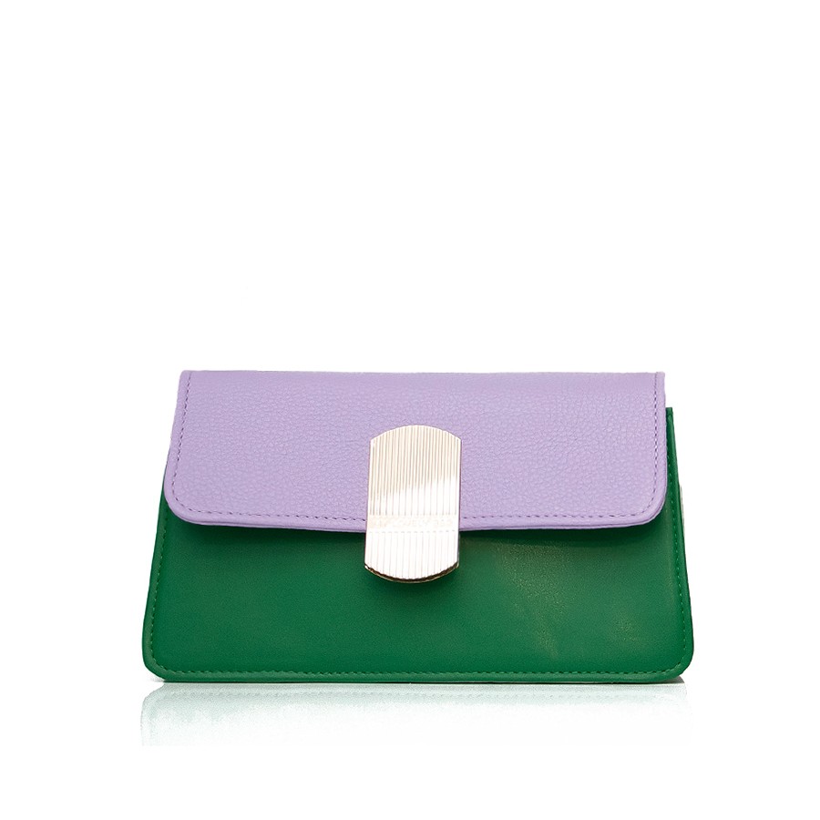 Lovely Bag Evelyn - Lila/Zeleno Torba, Zlatni Metal