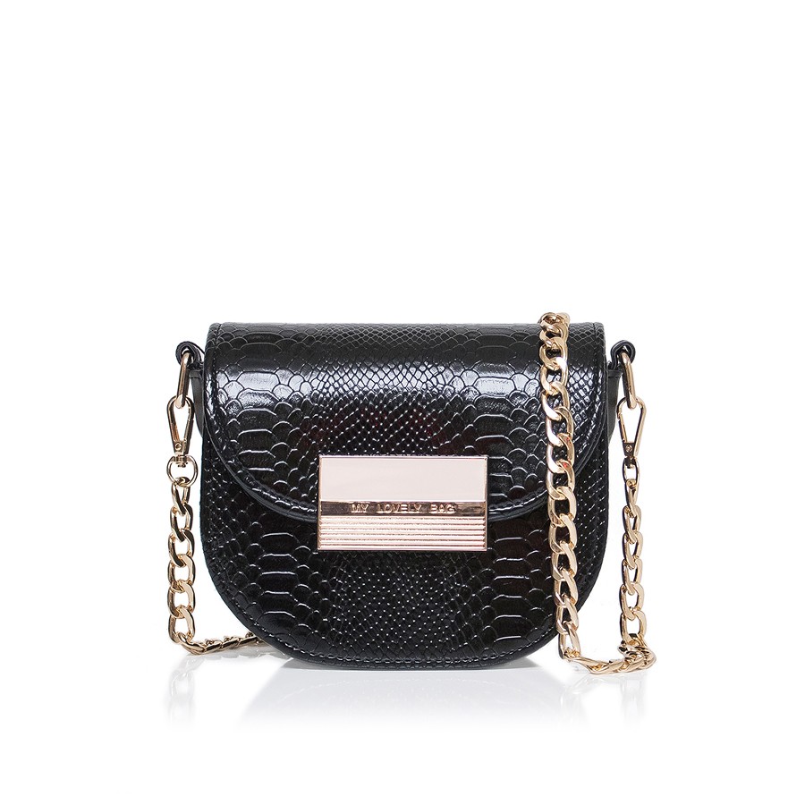 Lovely Bag Lara Crna Torba, Zlatni Metal