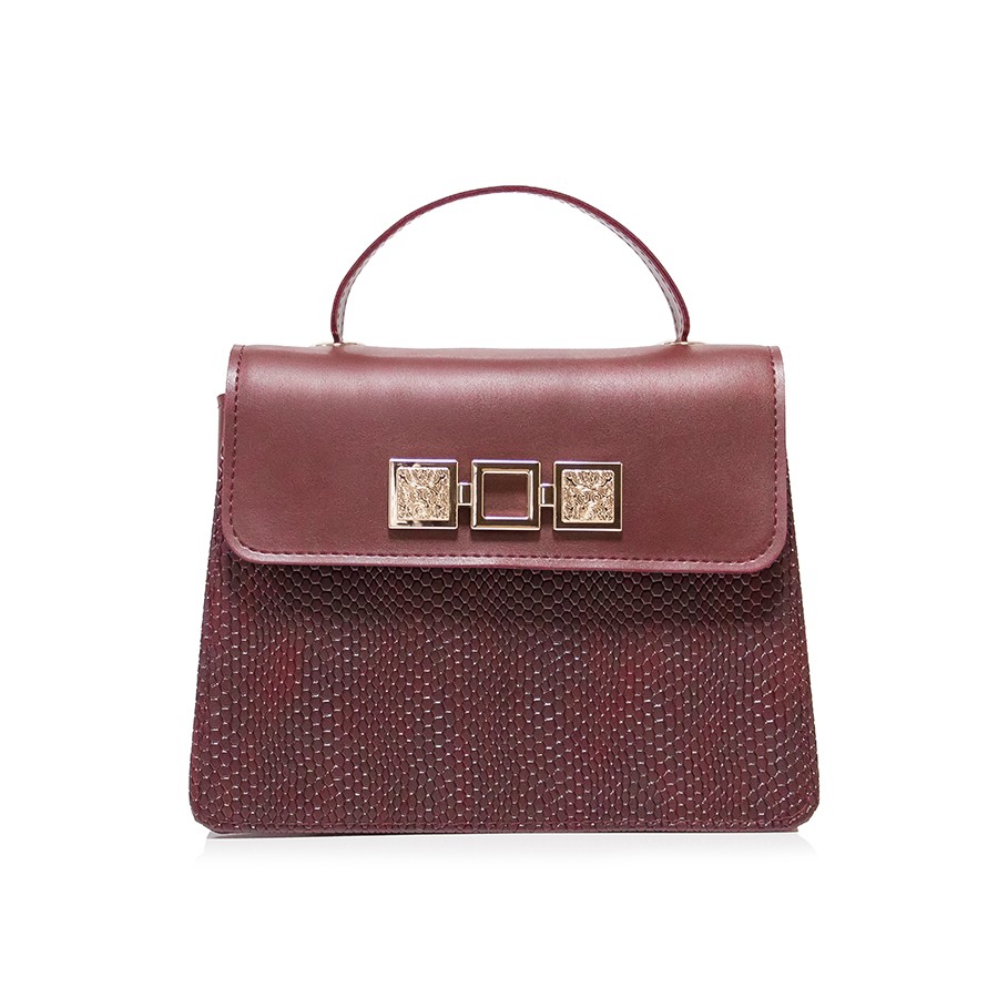 Lovely Bag Elza - Bordo Torba, Zlatni Metal