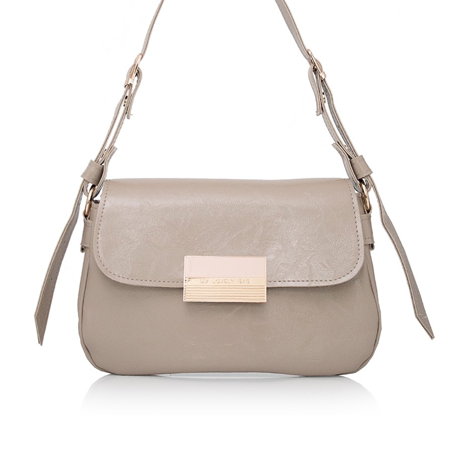 Lovely Bag Alice - Tamno Bež Torba, Zlatni Metal