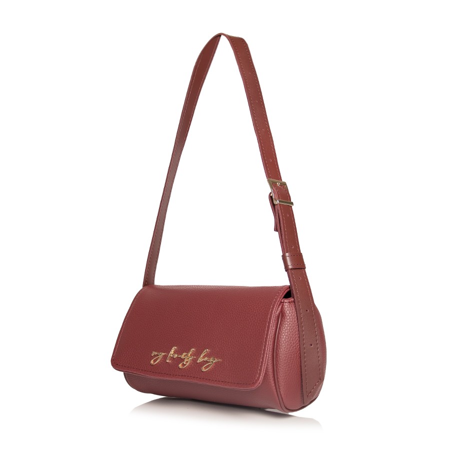 Lovely Bag Giselle - Bordo Torba, Zlatni Metal