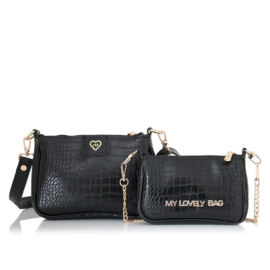 Lovely Bag Gina - Crna Torba, Zlatni Metal