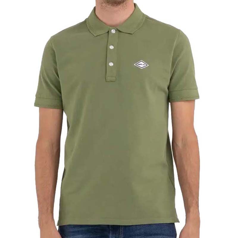 Replay Muška polo majica Garment Dyed Cotton Piquet, Maslinasta