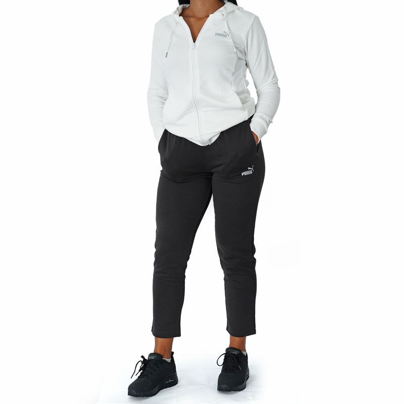 Puma Ženski komplet Metallic Hooded Sweat Suit Tr Op, Crno-bijeli