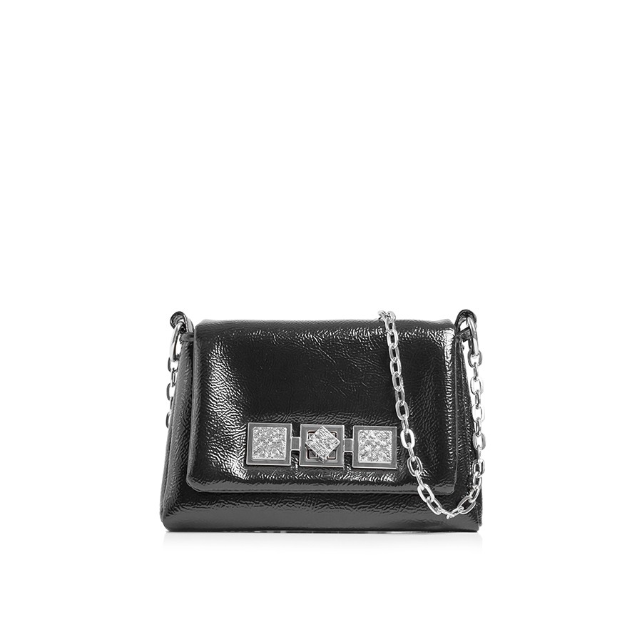 LOVELY BAG Ženska torbica Diva girl elegance, Crna sa srebrnim detaljima