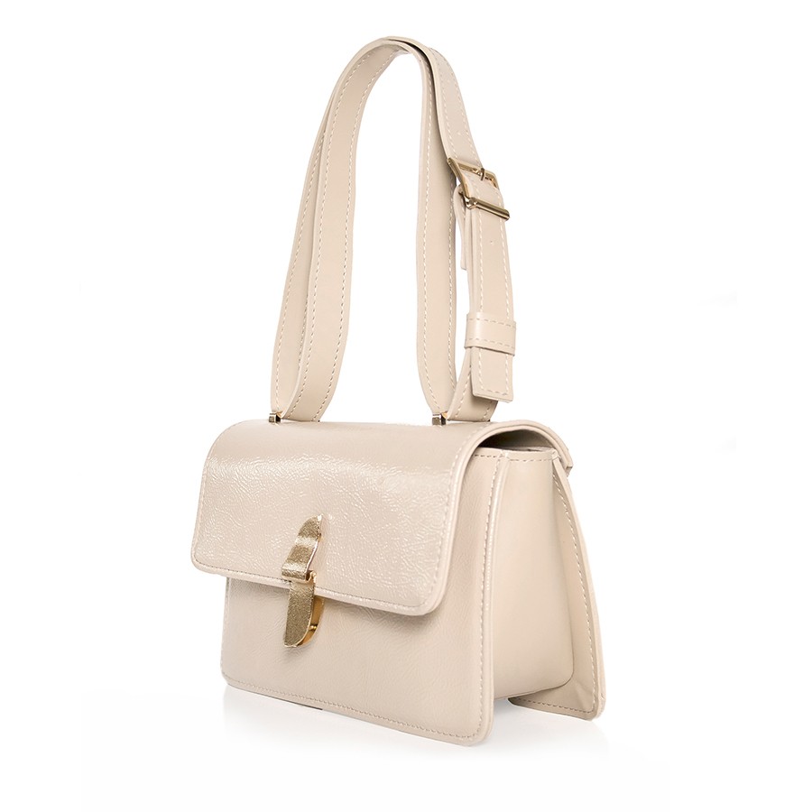 LOVELY BAG Ženska torbica Isidora, Bež sa zlatnim detaljima