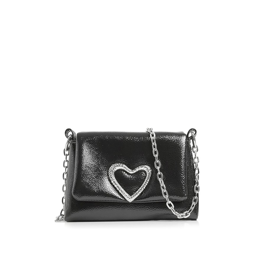 LOVELY BAG Ženska torbica Diva girl elegance, Crna sa srebrnim detaljima