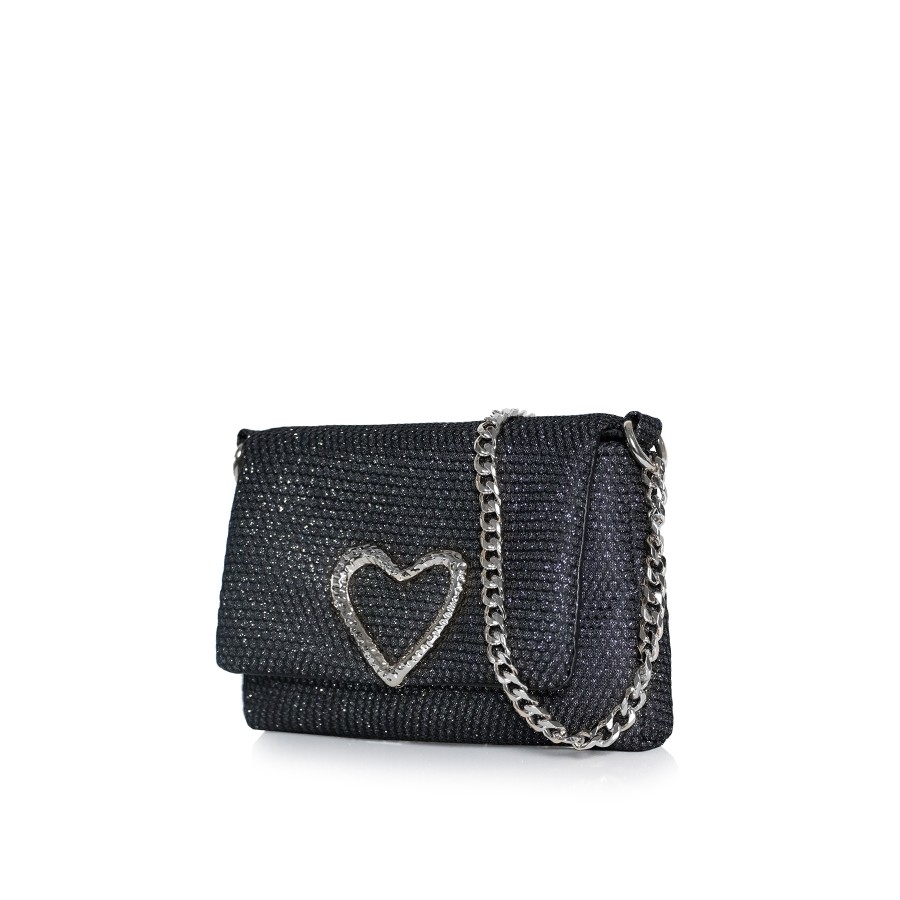 LOVELY BAG Ženska torbica Diva girl love, Crna sa srebrnim detaljima