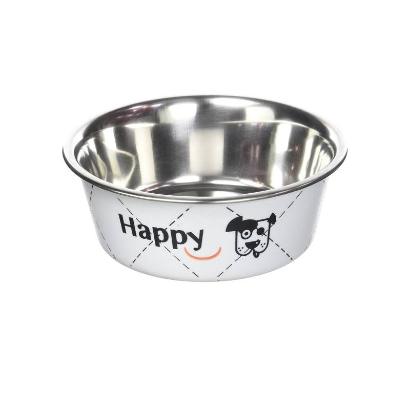Zdjela od nehrđajućeg čelika za pse Happy, 2650 ml, Bijela