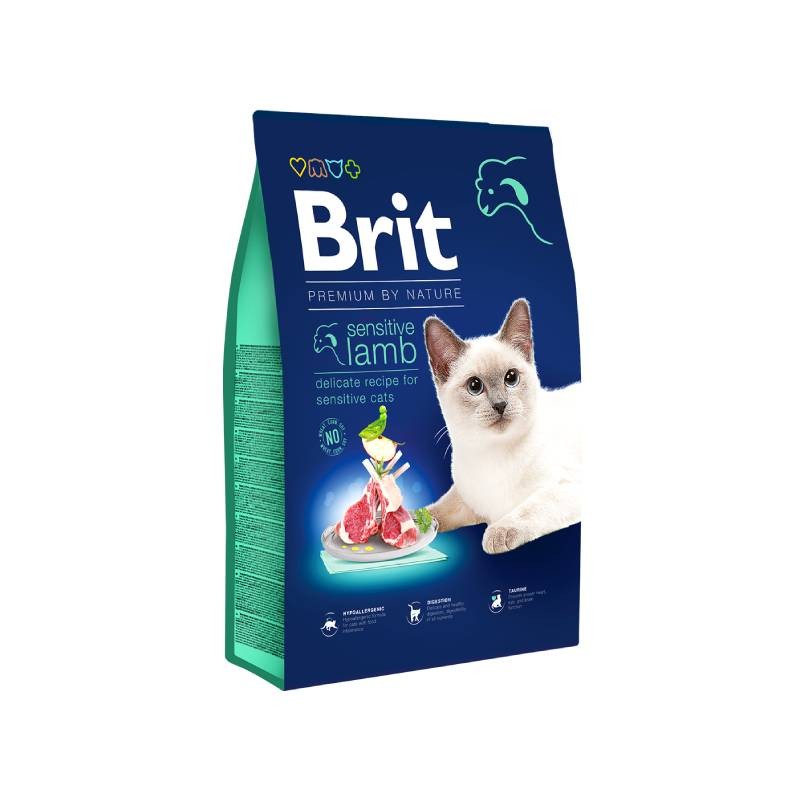 Brit Premium Suha hrana za mačke Sensitive, Janjetina, 1.5 kg