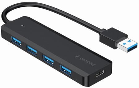 Gembird USB port UHB-U3P4P-02 4-portni, USB 3.1, USB-C razvodnik za napajanje, crni