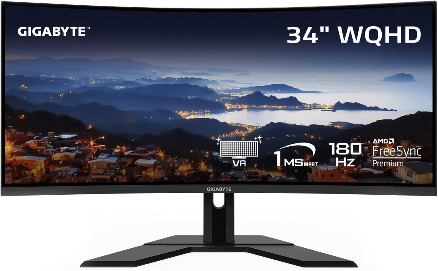 Gigabyte gejmerski monitor 34 inča G34WQCP 34", 3440x1440, VA, 180 Hz, 1 ms, zakrivljen, nagib, podesiva visina