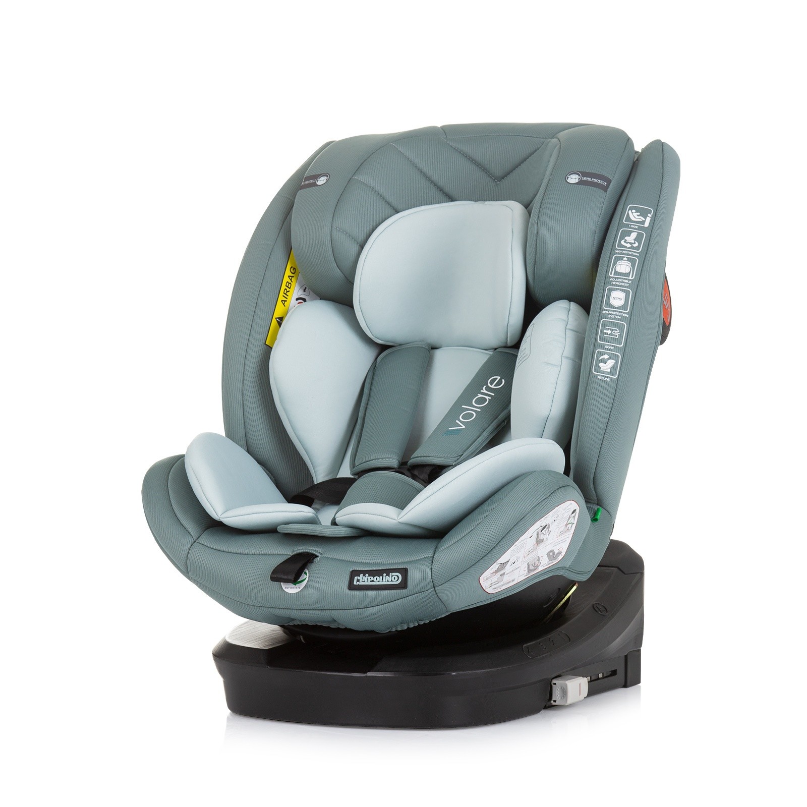 CHIPOLINO Autosjedalica Volare, 40-150cm, isofix, crna