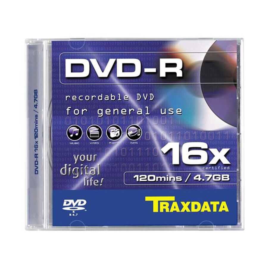 TRAXDATA DVD-R, 4.7GB, 16X, SLIM BOX