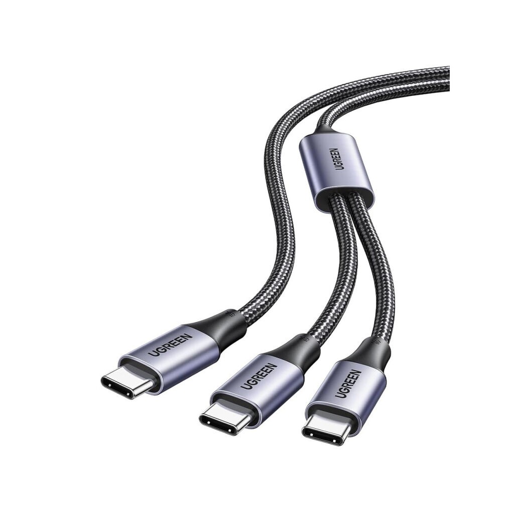 UGreen Dual USB-C kabal, 100W, Sivi