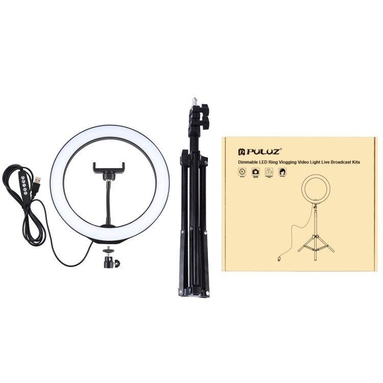 Puluz Tripod PKT3044, 1.1m + 26cm, RGBW LED ring svjetlo, Crno-bijeli