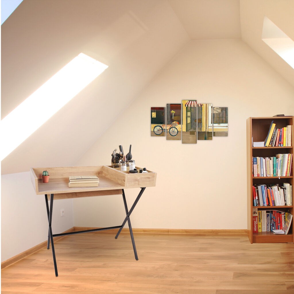 Hanah Home Roma radni sto, 100x50x89 cm, Hrast-crni