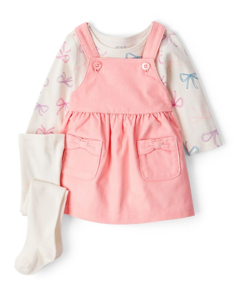Carters Komplet za bebe, Treg Haljina, Majica i Hulahopke, 1T567310, Roze-bijeli