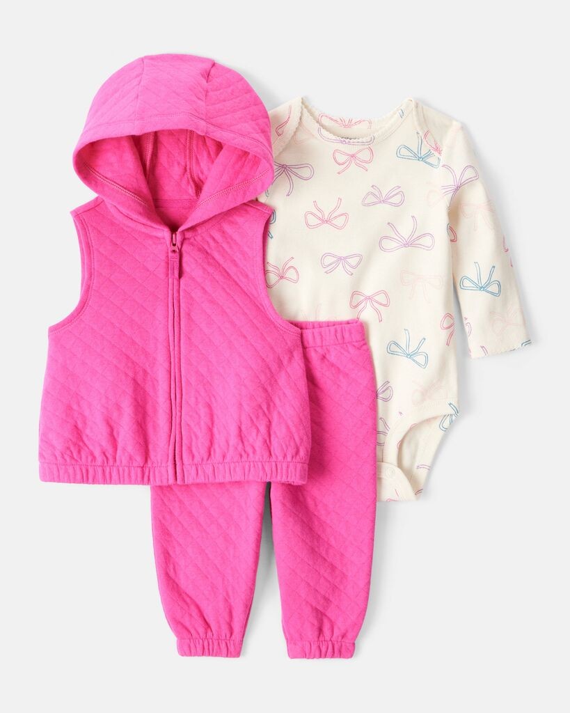 Carters Komplet za bebe, Prsluk, Bodi i Helanke, 1T268010, Rozi