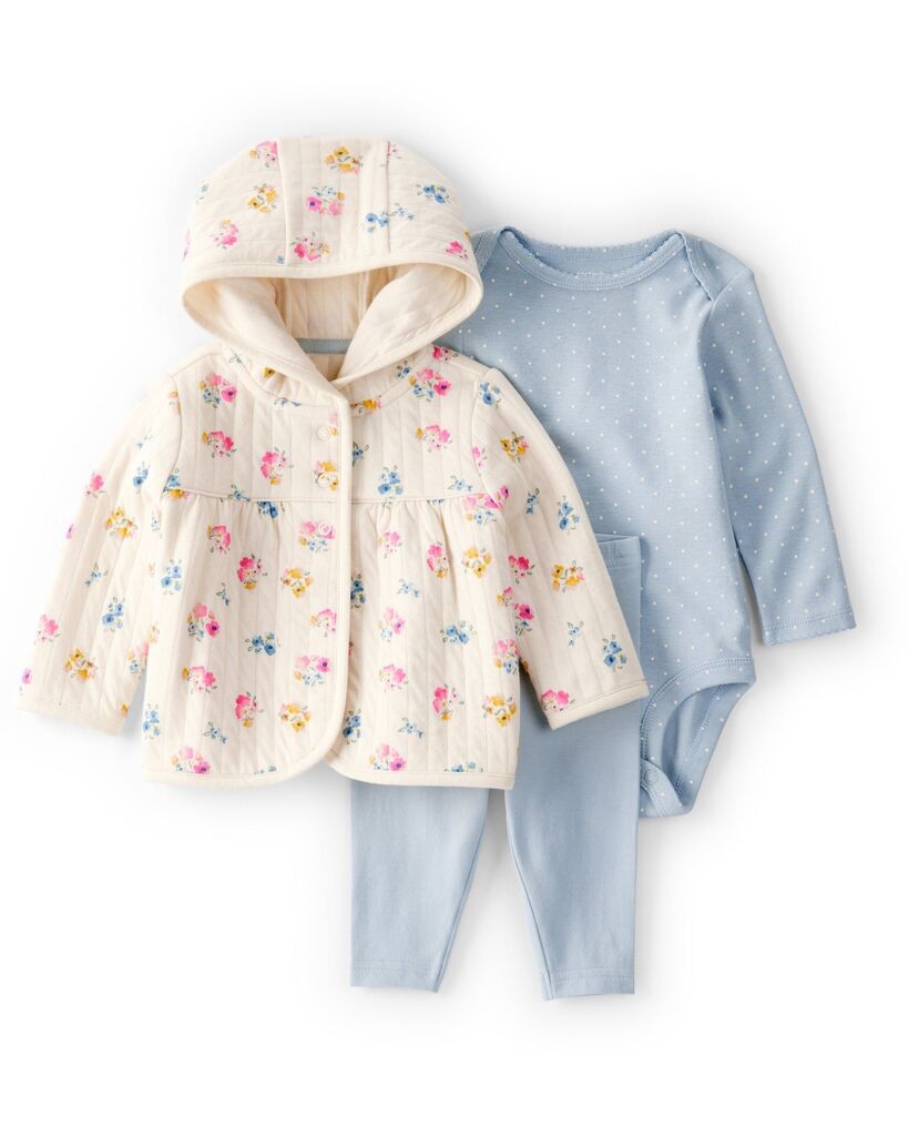 Carters Komplet za bebe, Duks jakna, Bodi i Helanke, 1T883010, Plavo-bež