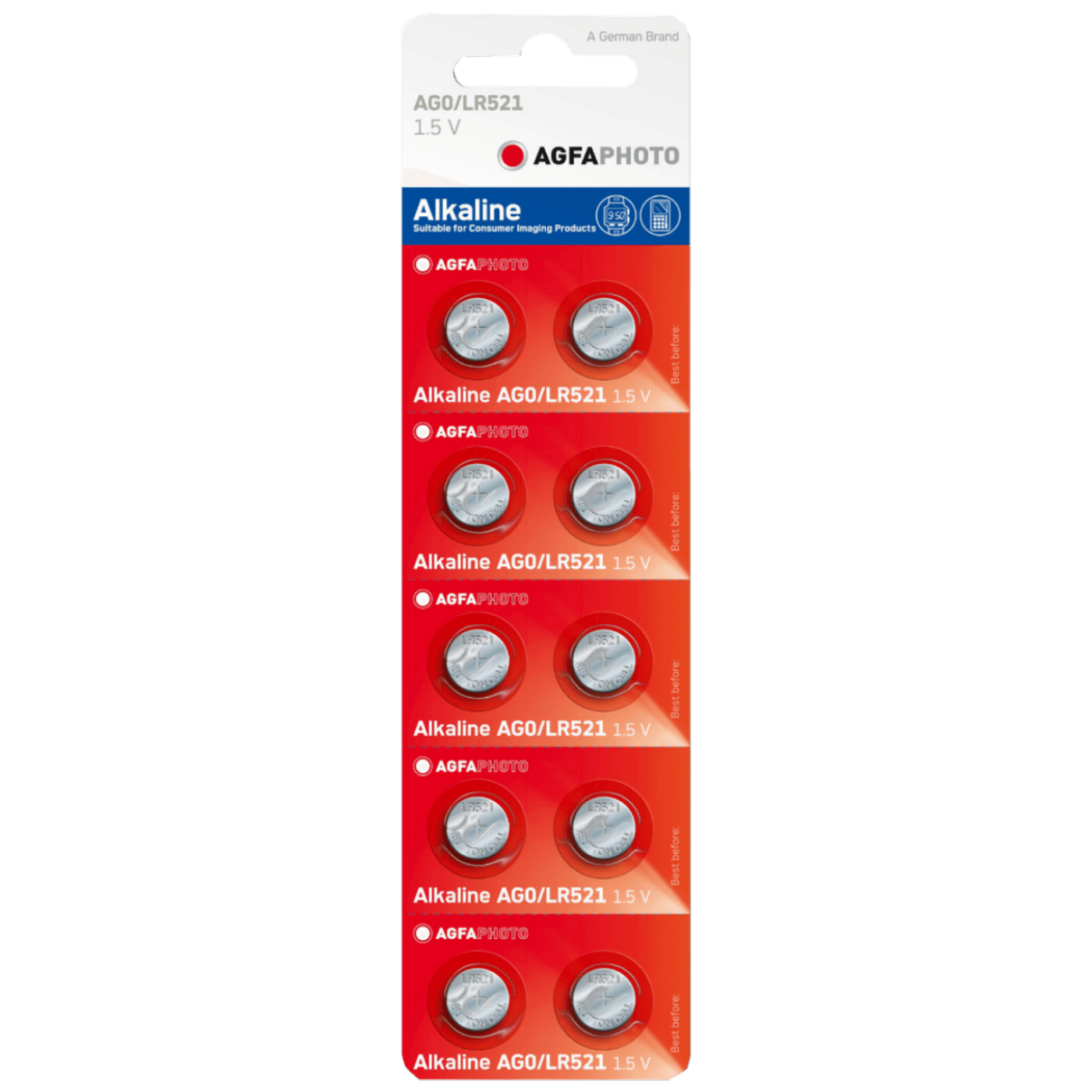 Agfa, Baterija Alkalna AG0, 1.5V Dugmasta, Blister Pak. 10 Kom., AF AG0