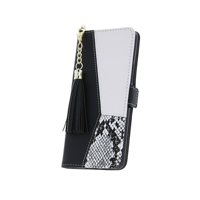 Preklopna futrola za mobitel sa priveskom za iPhone 14 Pro Max, Crno-bijela