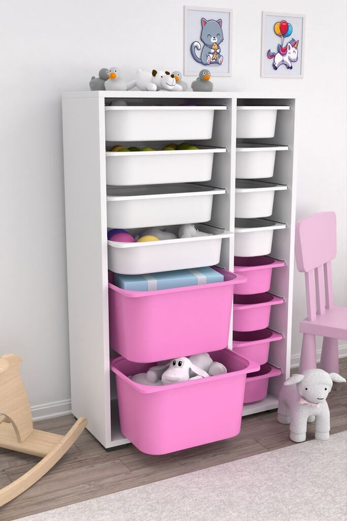 Hanah Home Višenamjenska komoda Rine 2D4K8U, 69,5 x30 x109 cm, Bijelo-roza