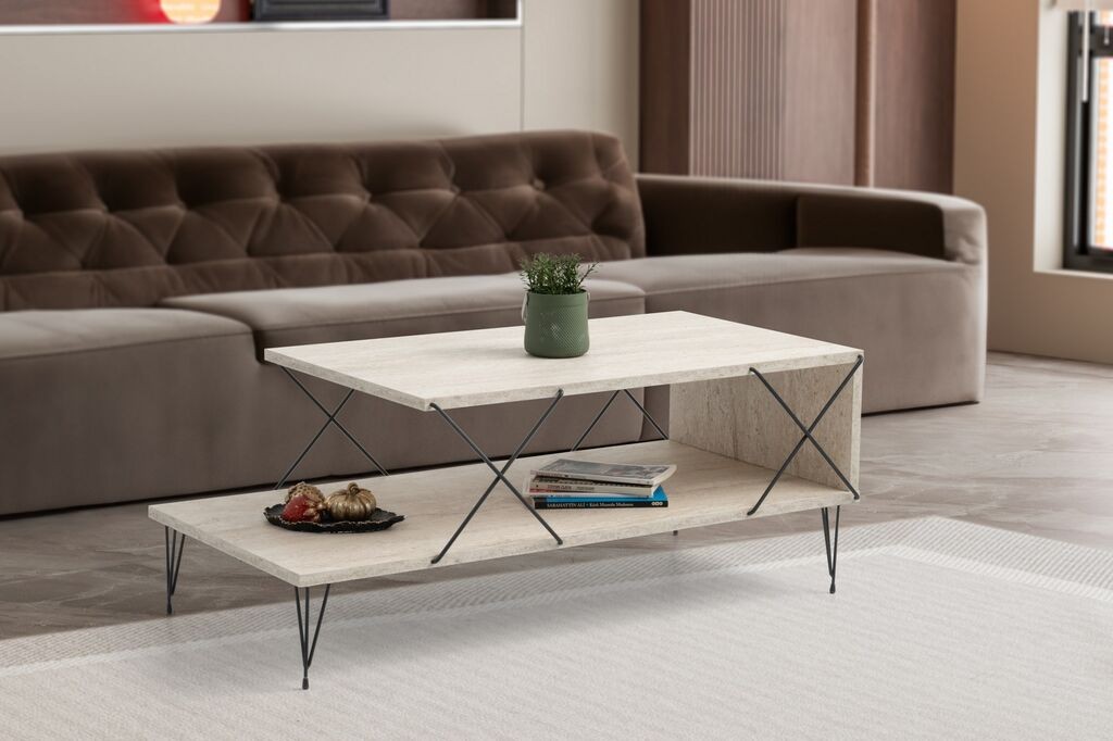 Hanah Home Club sto Loire, 100x40x50 cm, krem-crna