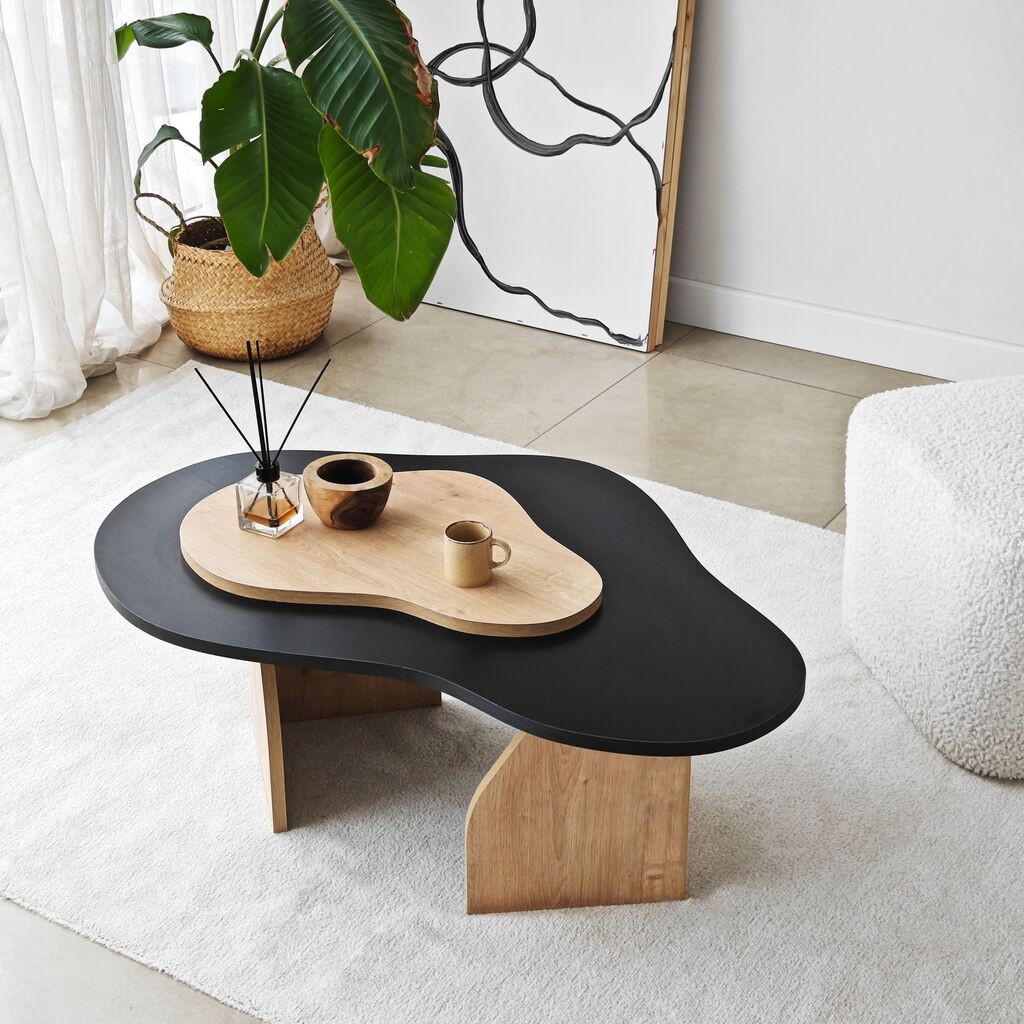 Hanah Home Club sto Melted, 105x35x65 cm, Bež-crni