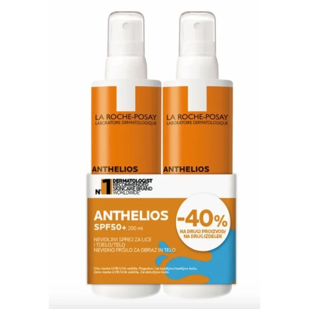 La Roche Posay Sprej za lice za zaštitu od sunca protiv sjaja Anthelios, spf50, 2x200ml