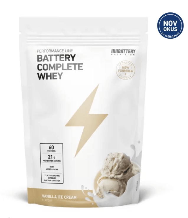 Battery Nutrition Complete Whey Protein, 1800 g, Sladoled od vanilije