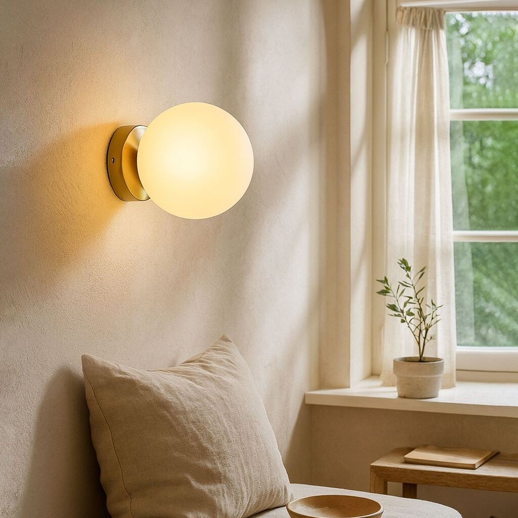 Opviq Zidna lampa 242110, Bijelo-zlatna