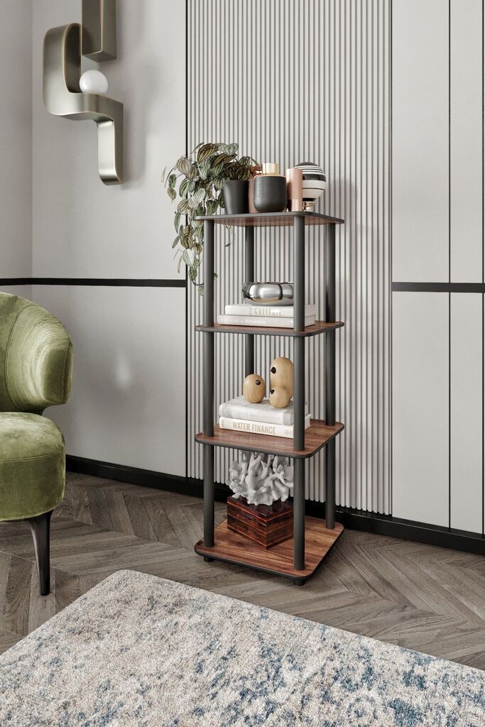 Hanah Home Biblioteka Biblioteka s 4 nivoa, kvadratna, orah