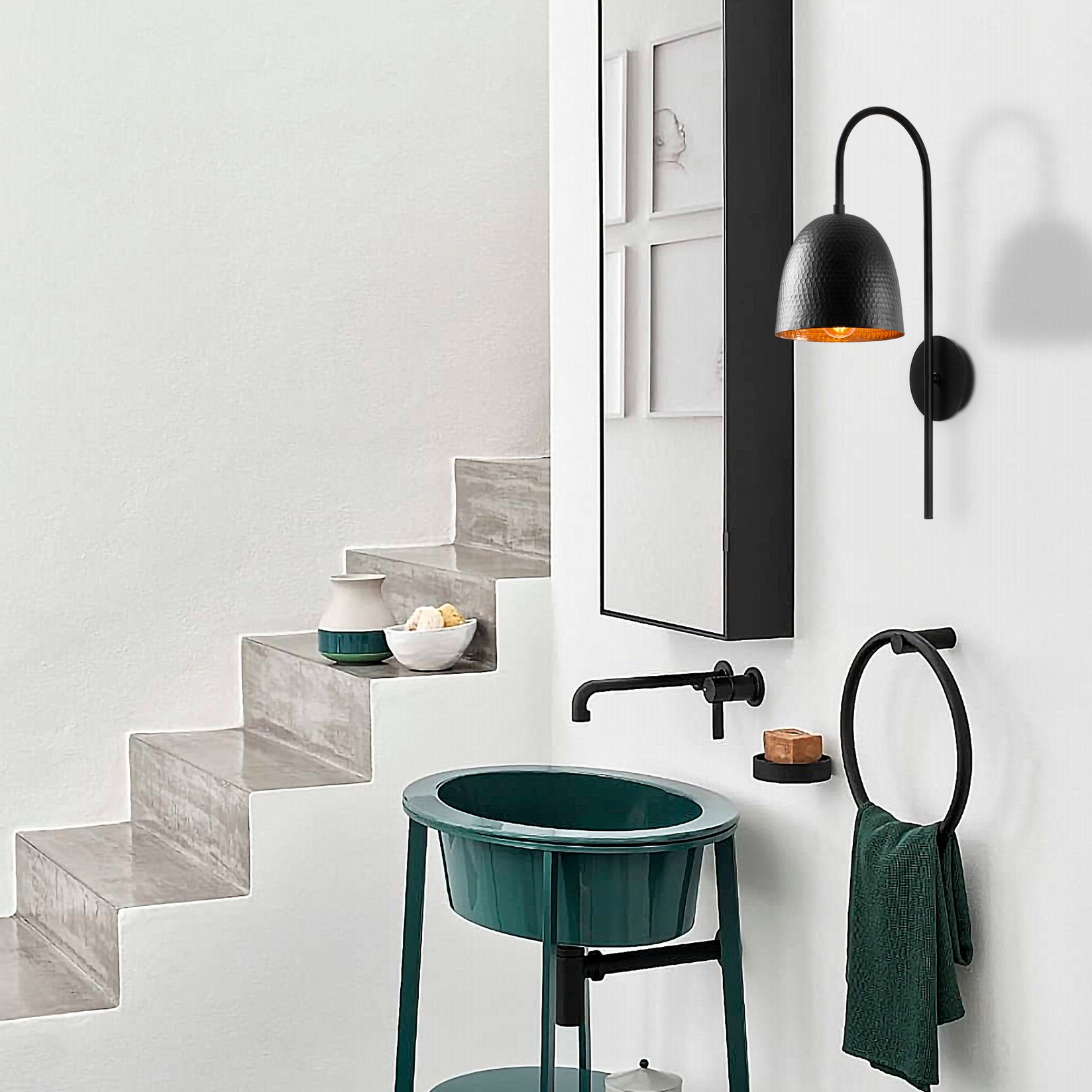 Opviq Zidna lampa E27 Grlo, Crna