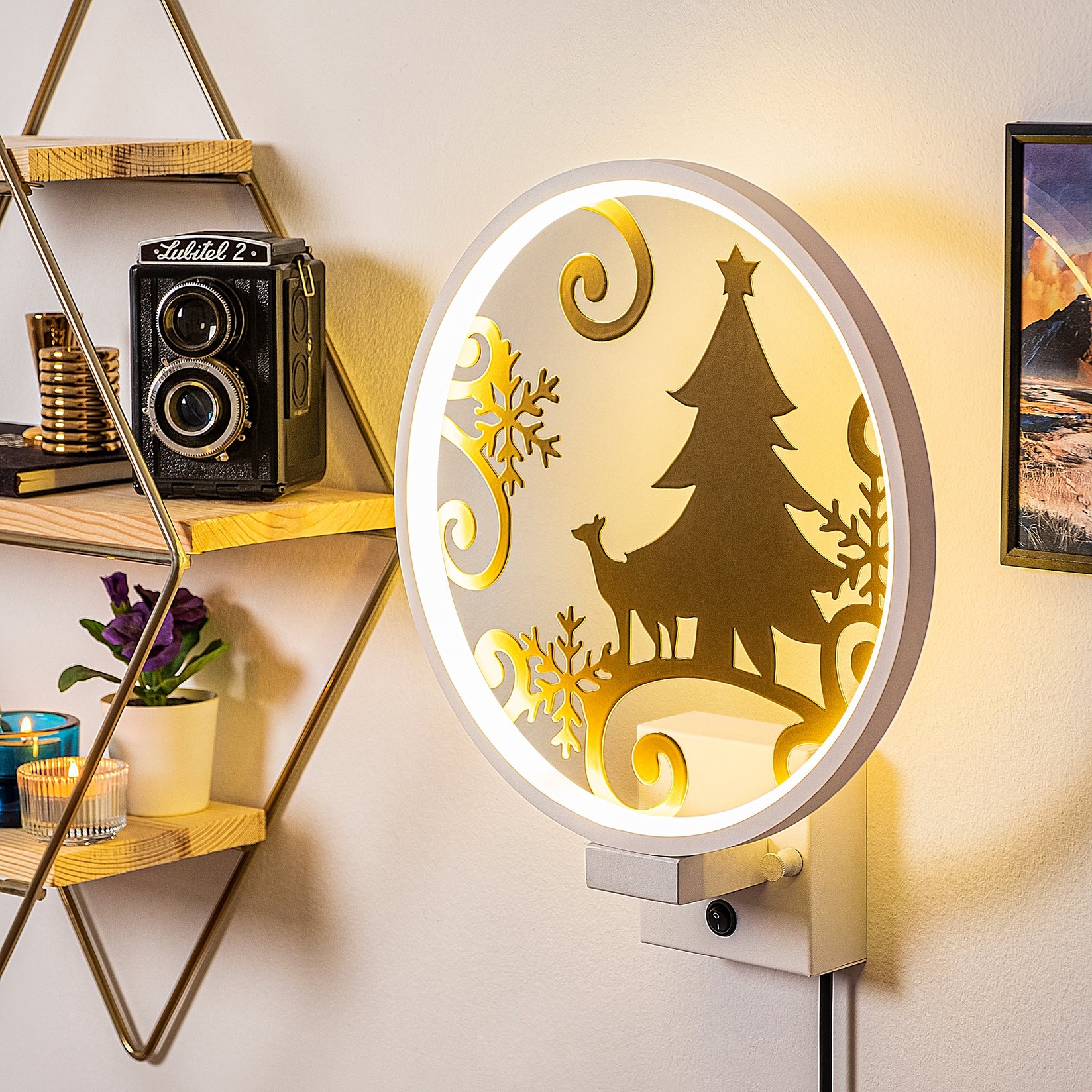 Opviq Zidna lampa, bijelo-zlatna