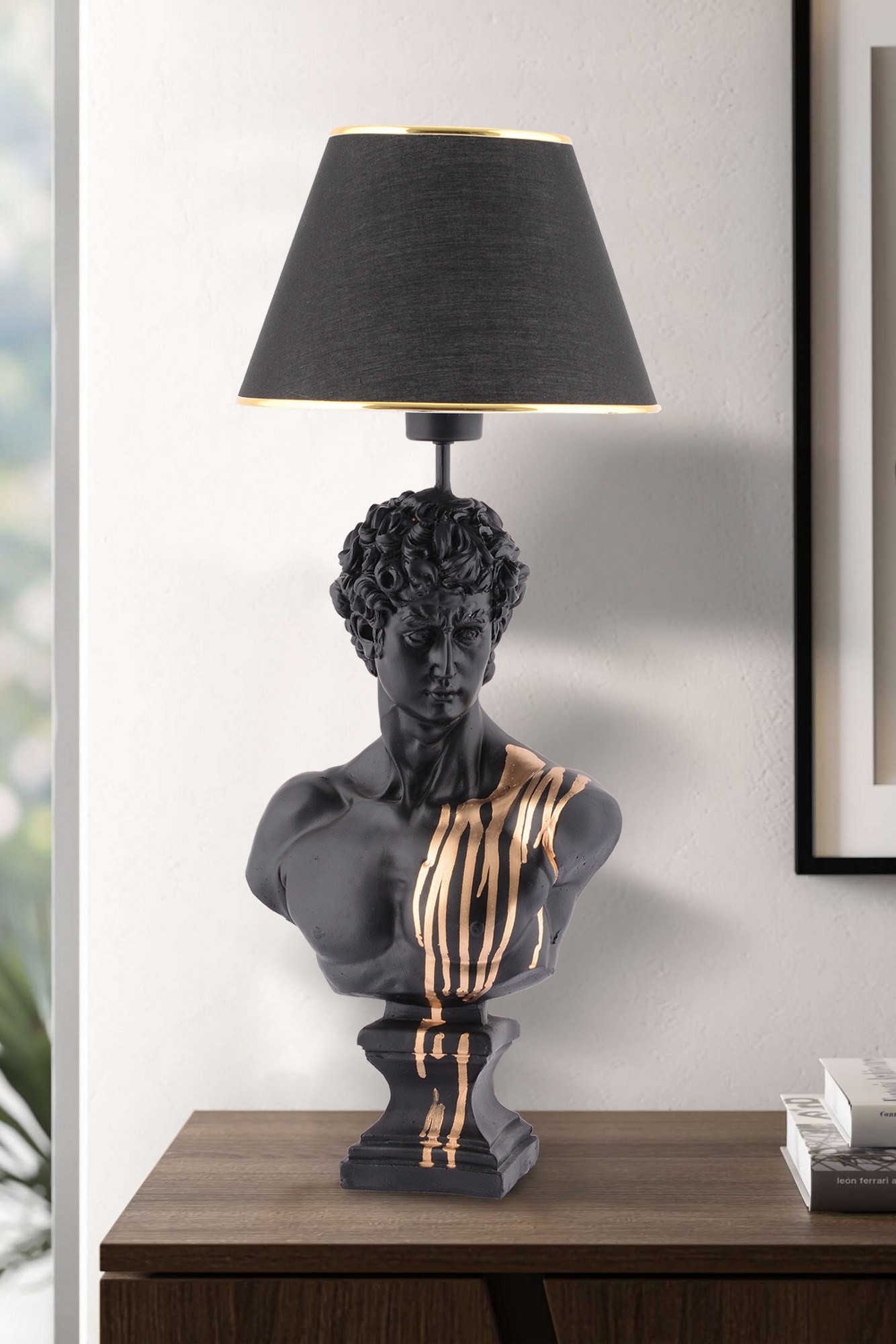 Opviq Stona lampa E27 Grlo, Crno-zlatna