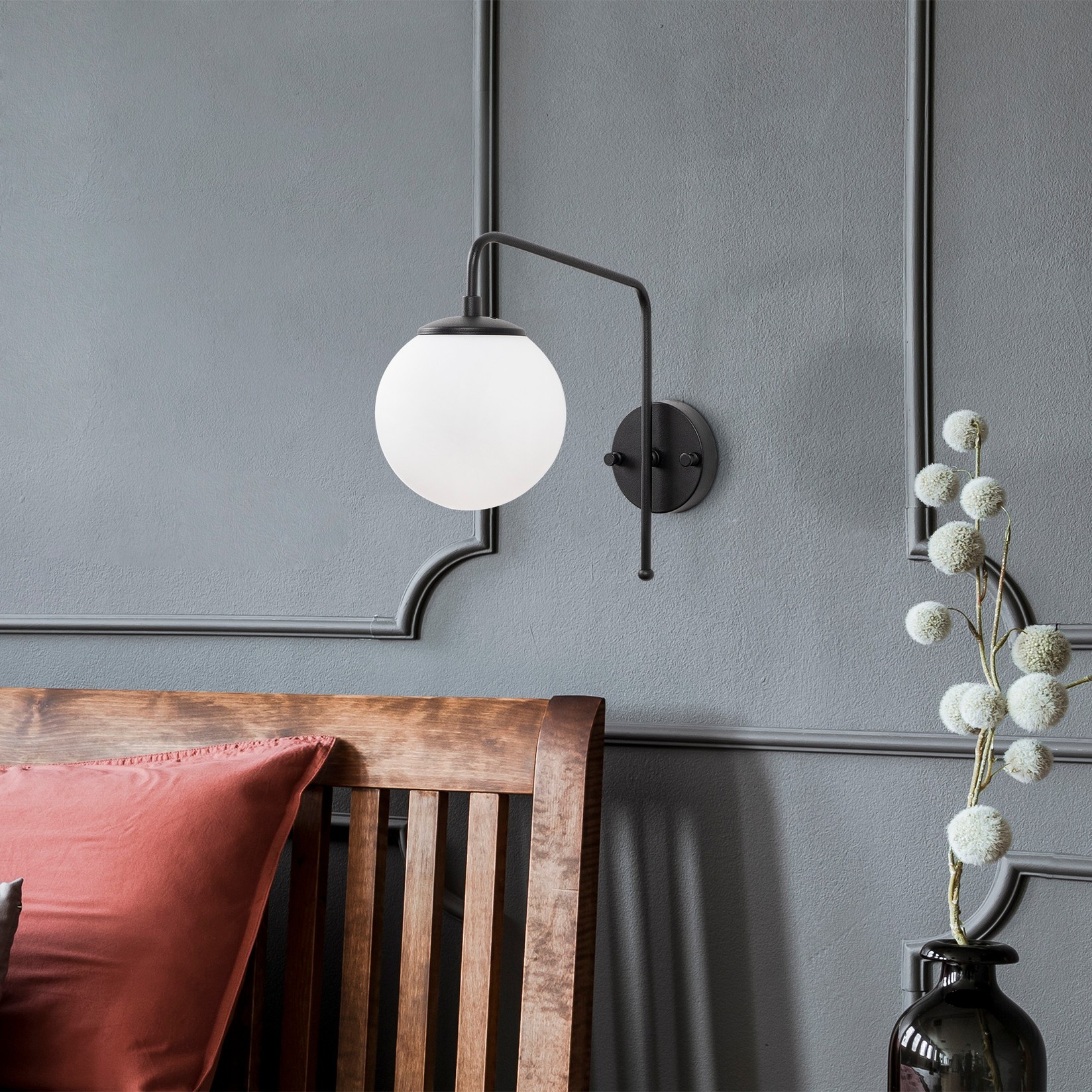 Opviq Zidna lampa E14 Grlo, Crno-bijela