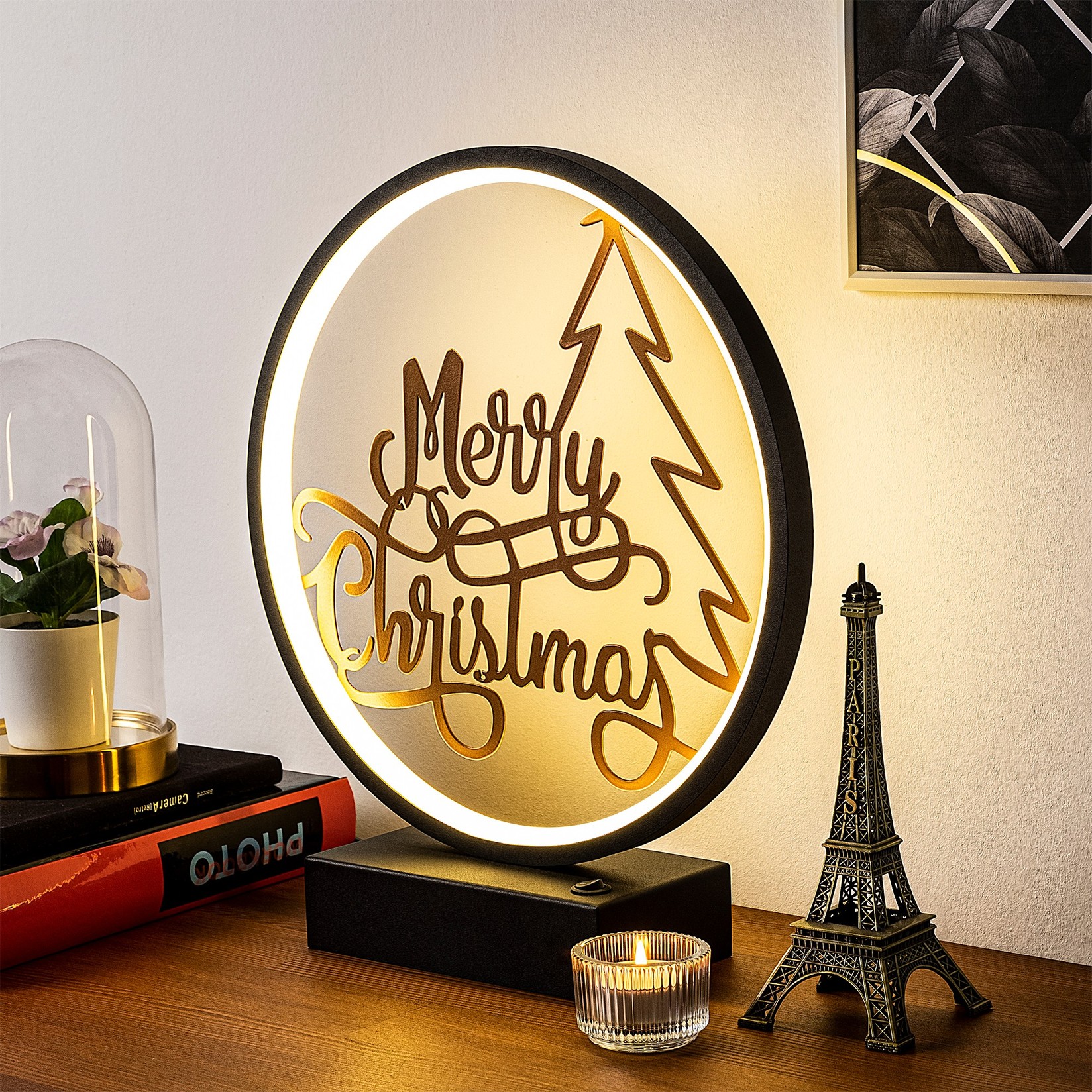 Opviq stolna lampa, crno-bakrena